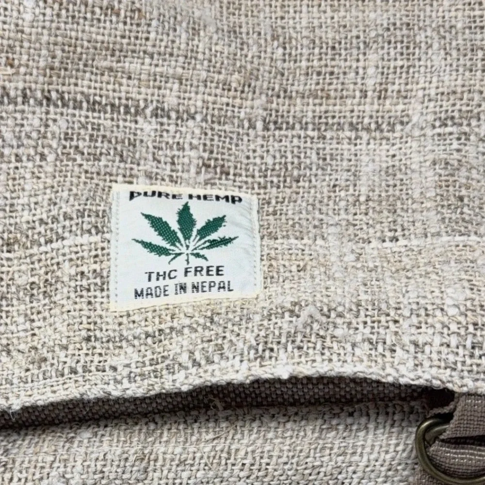 Pure Hemp Backpack Made in Nepal Beige Rucksack THC Free Day Pack Lightweight